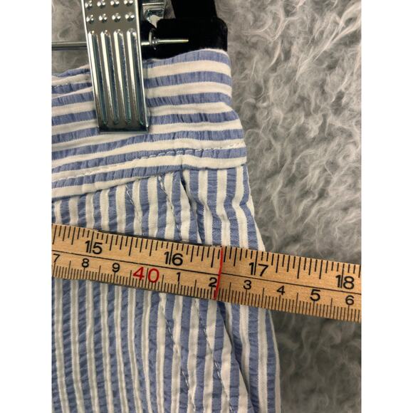 Talbots Relaxed Chino Shorts Blue White Seersucker Stripe 12 – 7” Inseam - Picture 7 of 9